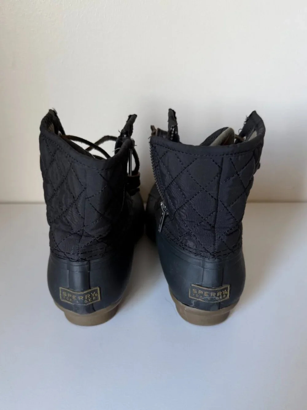Sperry Saltwater Duck Boots | Black Quilted | Size 7.5 | Waterproof Rain Boots